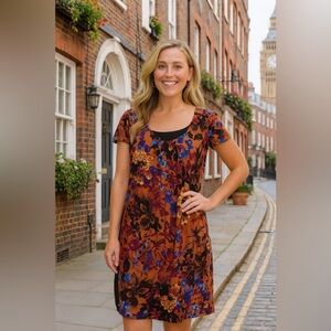 Maeve by Anthropologie Painterly‎ Floral Tunic Shift Dress Silk